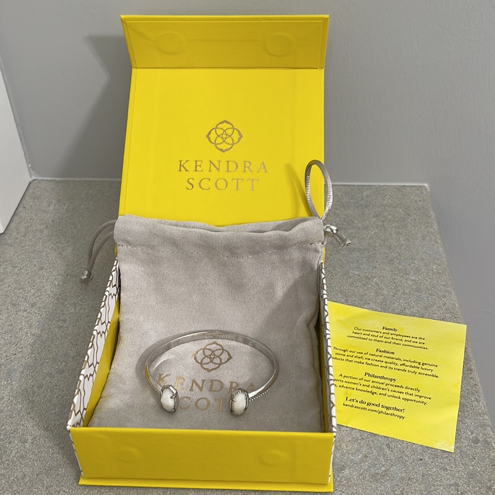 Kendra Scott Silver Cuff Bracelet with Ivory Mother of Pearl